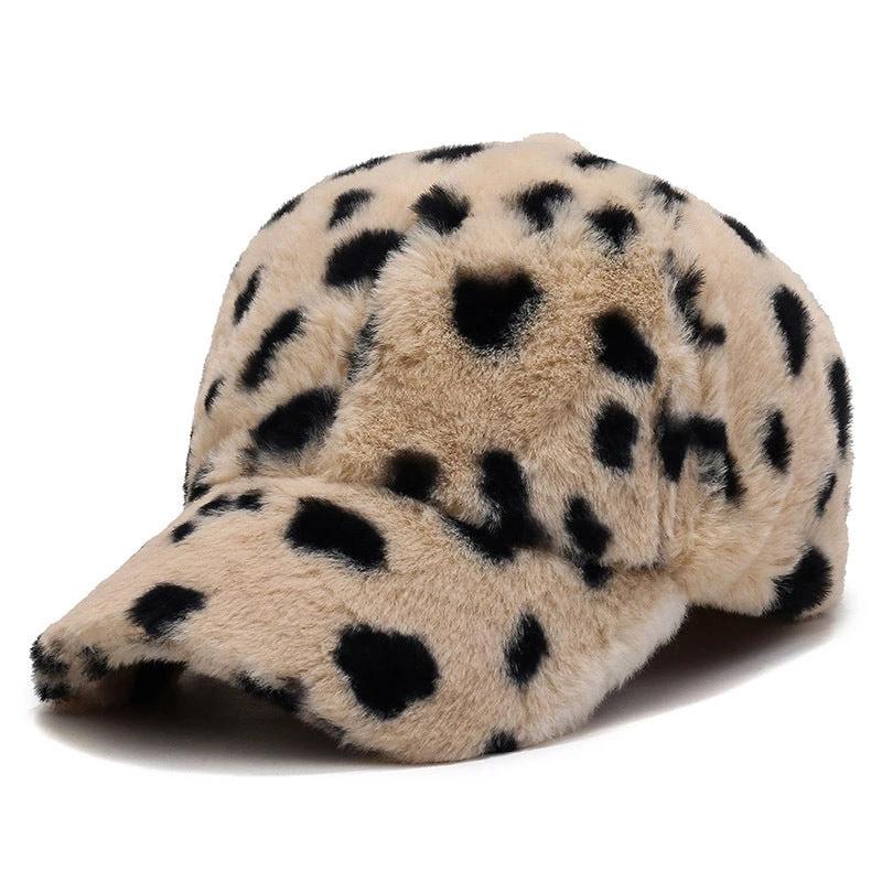 Fashion Leopard Fleece Baseball All-matching Peaked Cap by GJG Denim