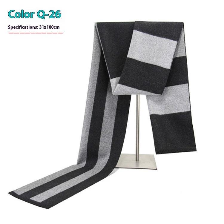 Men's Warm Cashmere-like Striped Scarf by GJG Denim
