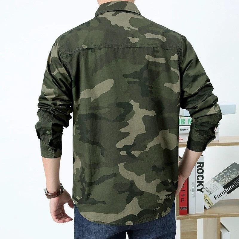 Loose Outdoor Casual Camouflage Shirt by GJG Denim