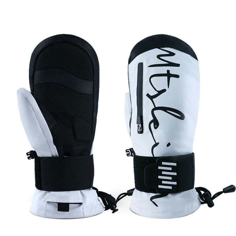 Men's Built-in Wristband Shock Absorption Veneer Warm Waterproof Ski Gloves by GJG Denim