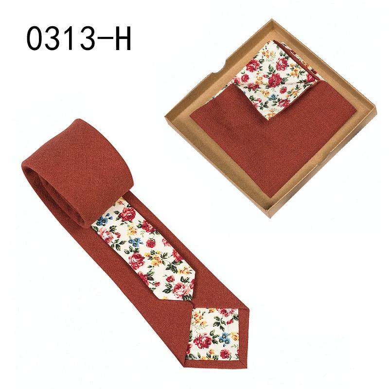 Men's Floral Print Tie and Pocket Square by GJG Denim