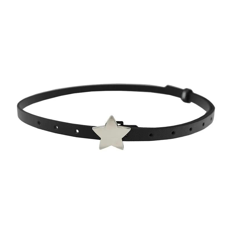 Womens Decorative Small Leather Fashionable Narrow Waist Belt by GJG Denim