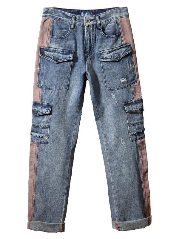 Men's Nostalgic Retro Multi-pocket Jeans by GJG Denim
