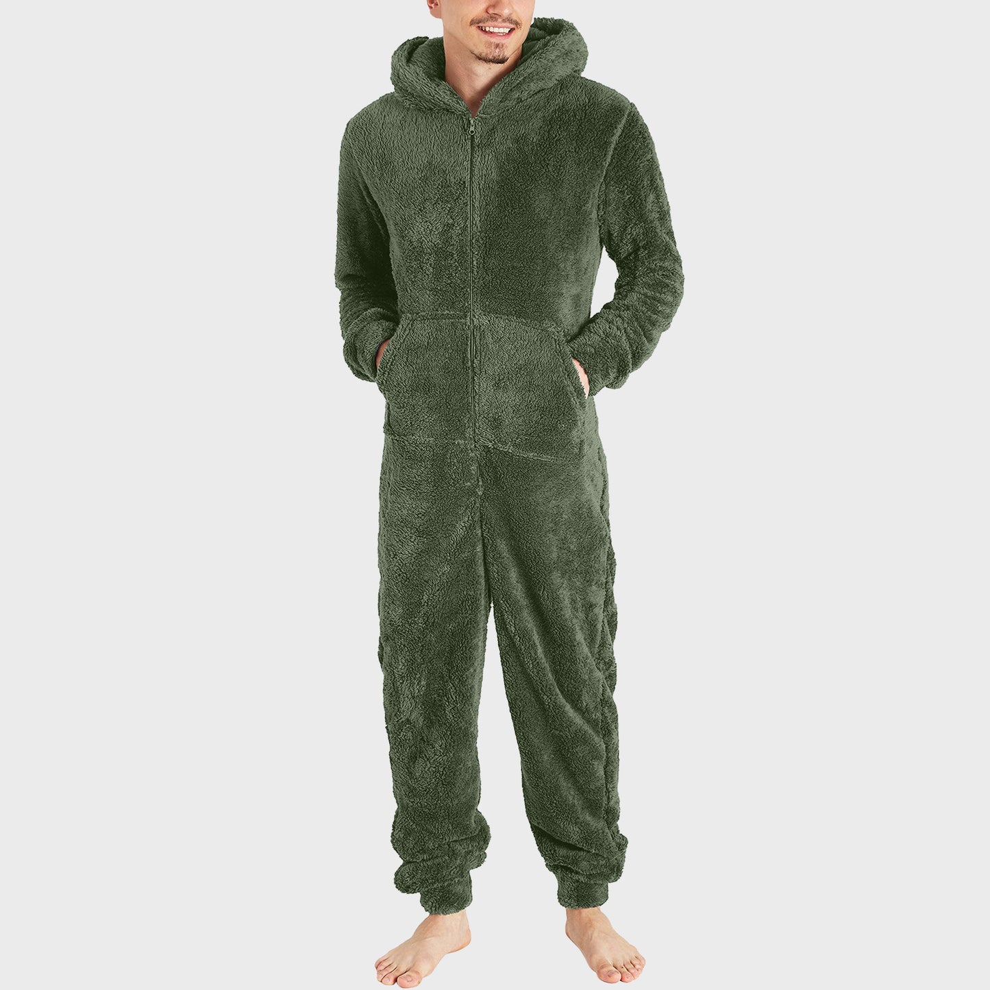 Men's Fashion Zipper Thermal Plush Jumpsuit Pajamas by GJG Denim