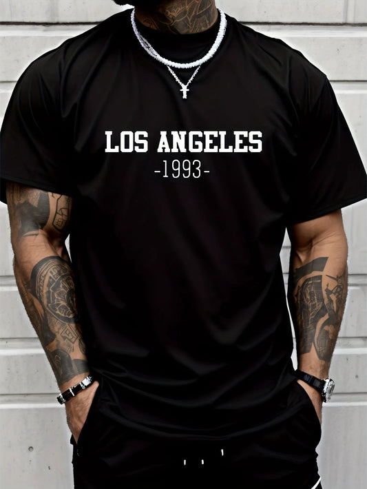 Los Angeles Graphic Men's Short Sleeved T-shirt, Comfortable Stretch Fashionable Summer T-shirt, Casual Daily Style Fashionable Clothing by GJG Denim