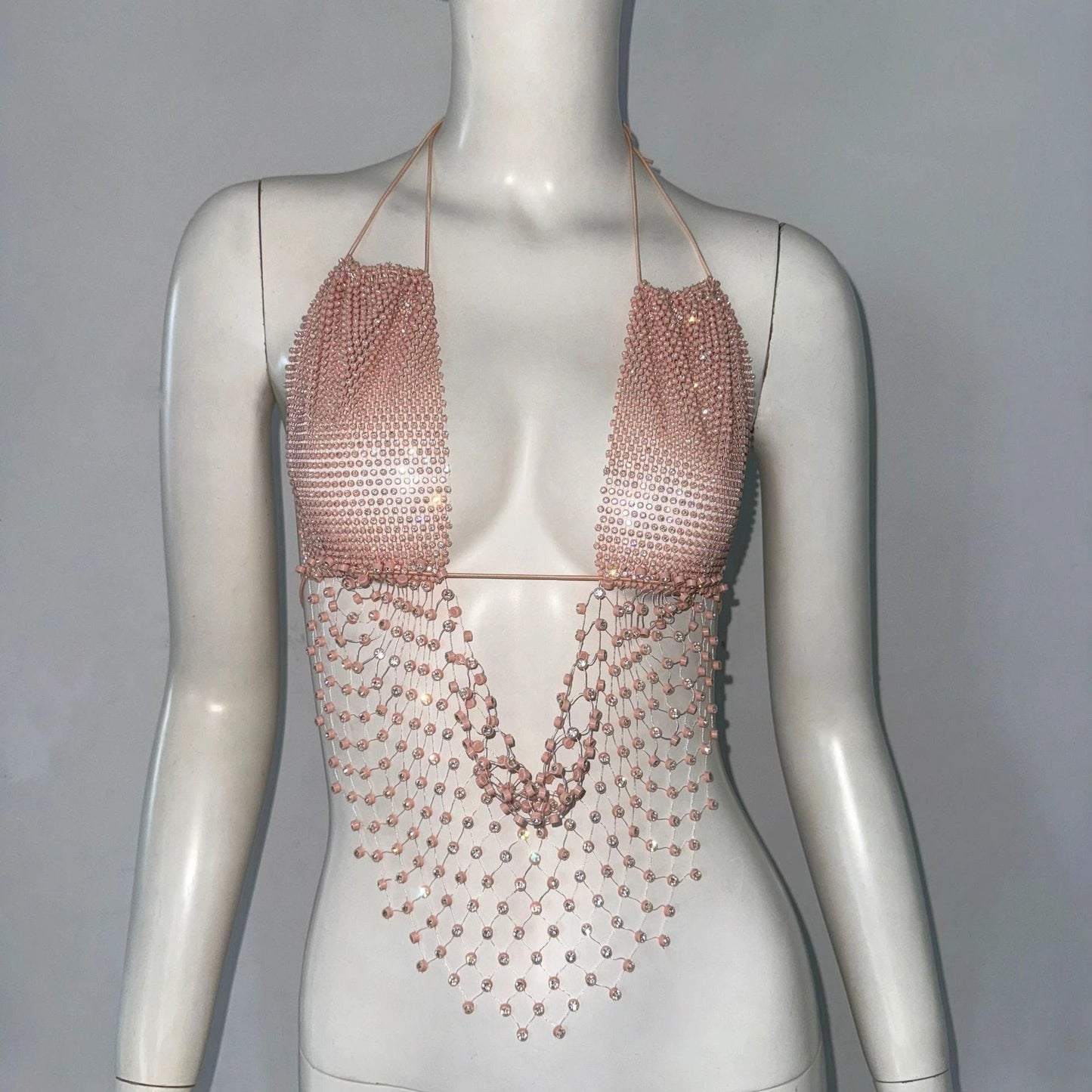 Women's Cutout Sling Sexy Fishnet Rhinestone Top by GJG Denim