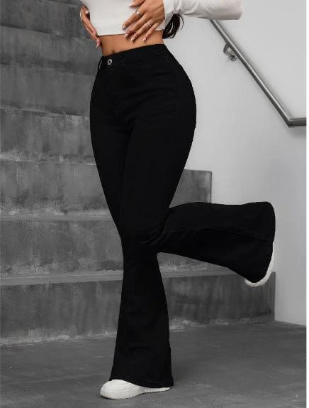 New Style All-Match Elastic High-Waist Flared Denim Jeans For European And American Girls by GJG Denim