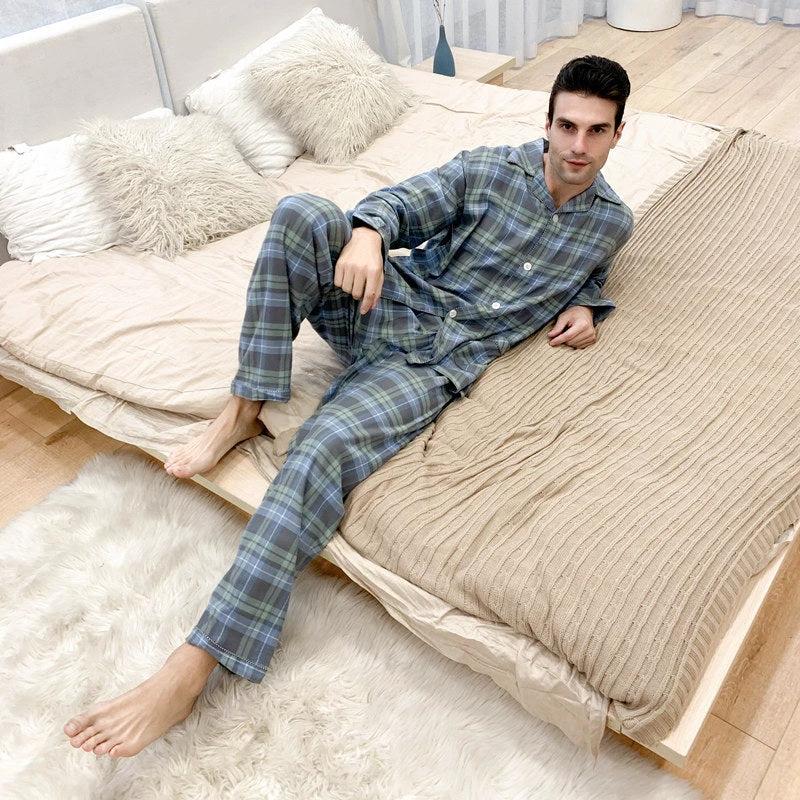 Men's Warm Cloth Flannel Pajama Set by GJG Denim