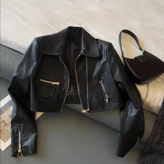 Loose-fitting Versatile Washed Leather Jacket by GJG Denim