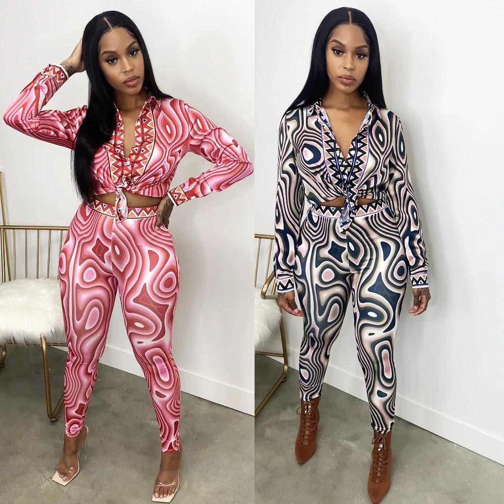 Printed Long Sleeve Matching Set by GJG Denim