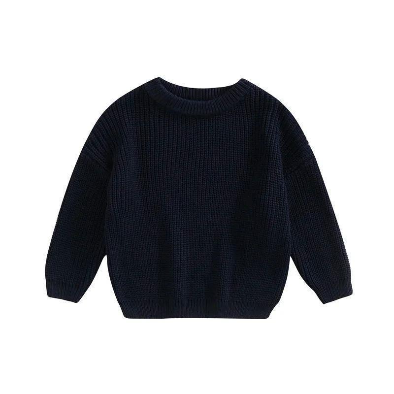 Girls' Solid Color Crew Neck Casual Sweater by GJG Denim