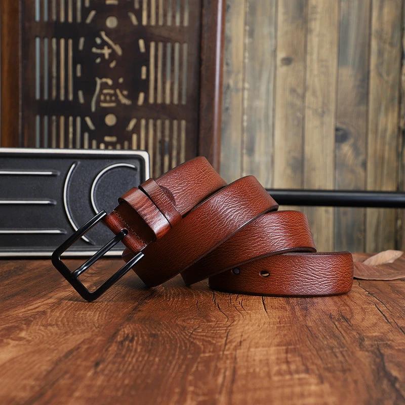 Men's Alloy Pin-buckle Belt With Top-layer Cowhidenew Casual Style by GJG Denim