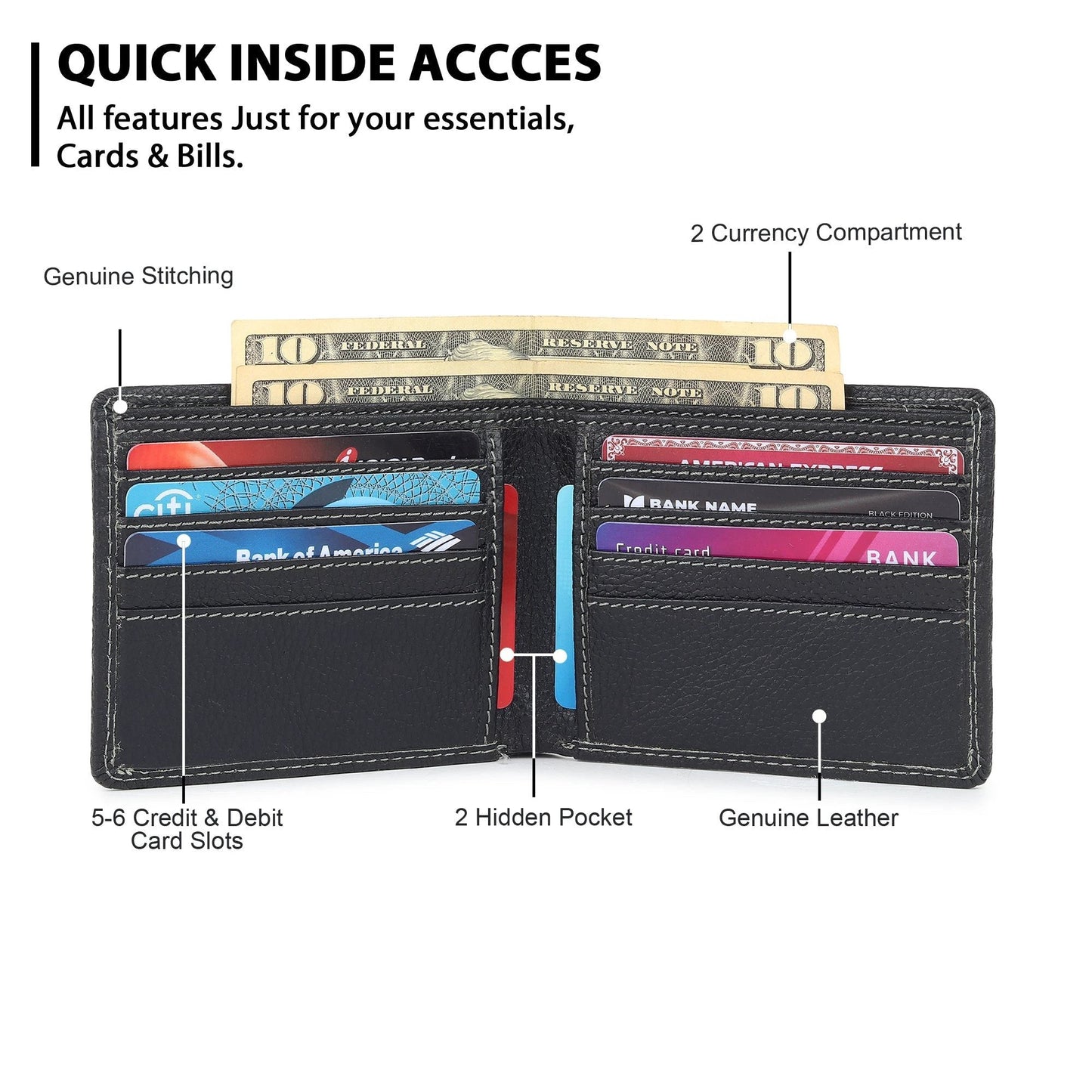 Black Textured Leather Mens Wallet by Classy Leather Bags