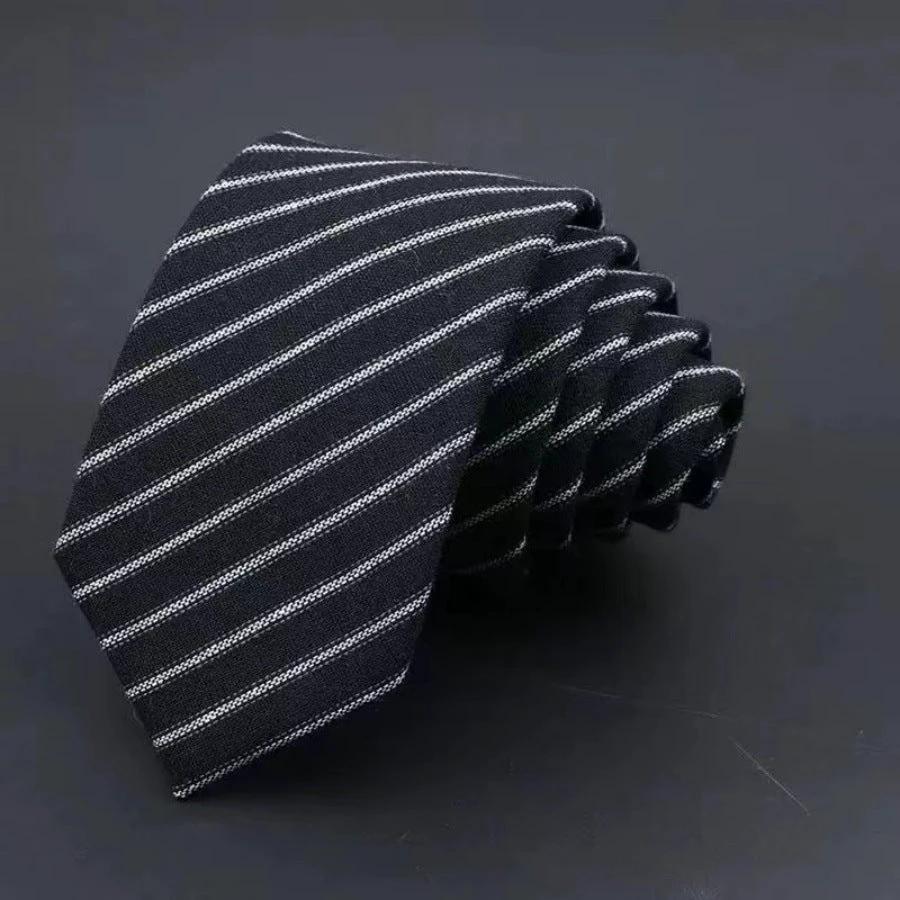 Men's Thickened Sanded Fabric Striped Solid Color Cotton Tie by GJG Denim