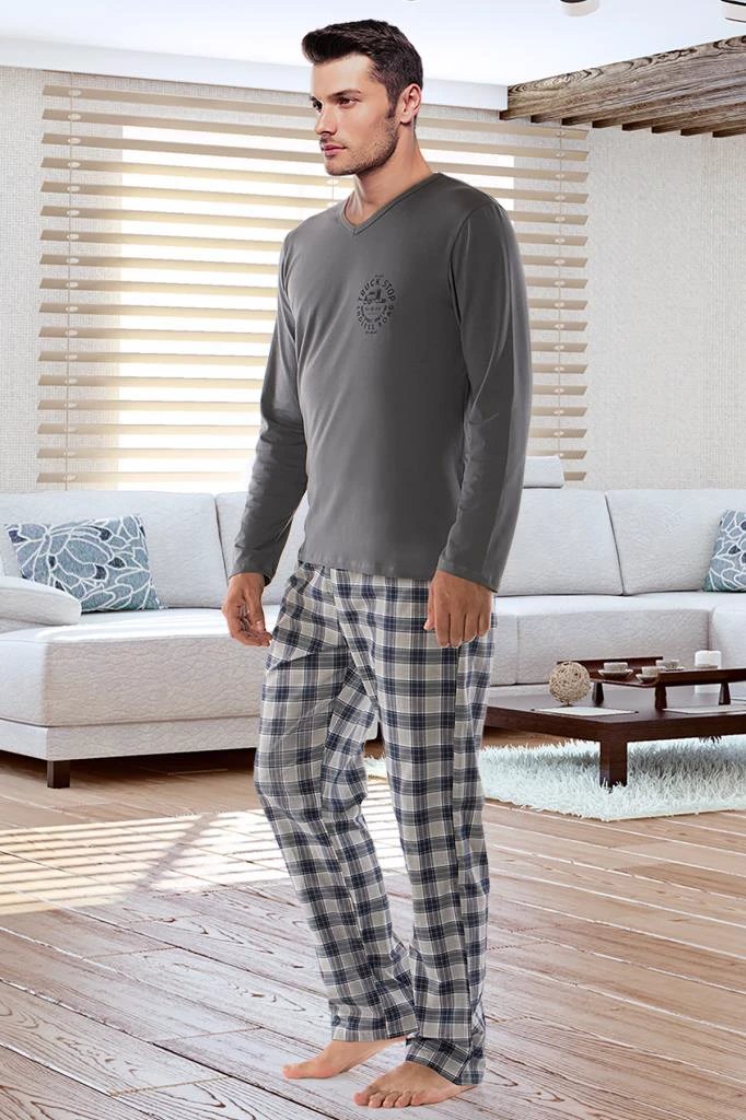 Men's Casual Long Sleeve Pajamas by GJG Denim