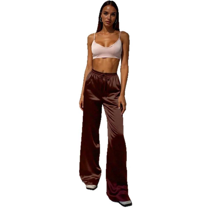 High-Waisted Lace-Up Wide-Leg Pants For Women by GJG Denim