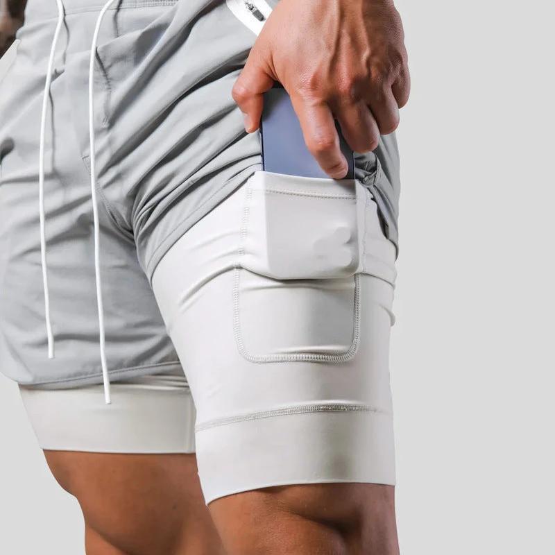 Men's Double Layer Running Casual Shorts by GJG Denim