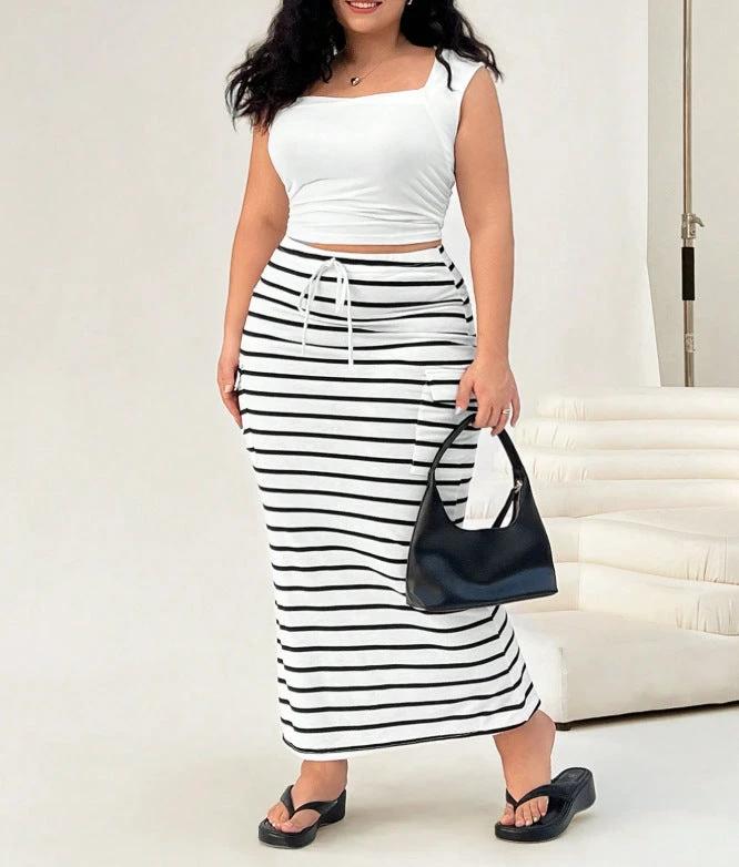Knitted Simple Pocket Slim-fit Hip Skirt by GJG Denim