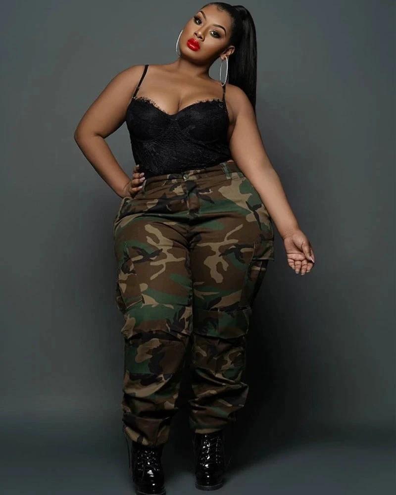 Street Leisure cargo camouflage Plus Size Pants by GJG Denim