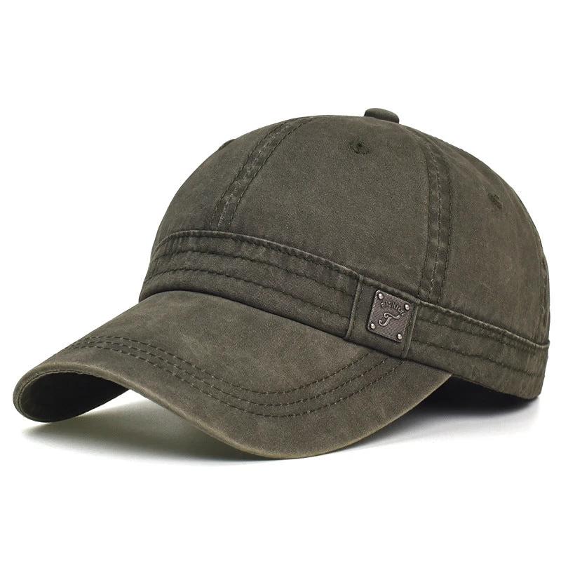 Washed Cotton Retro Soft-top Baseball Cap For Men by GJG Denim
