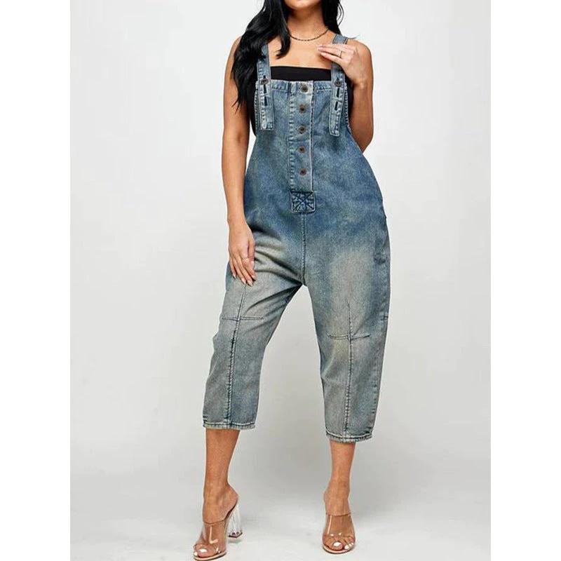 Women's Clothing Fashion Casual Siamese Suspender Jeans Women by GJG Denim