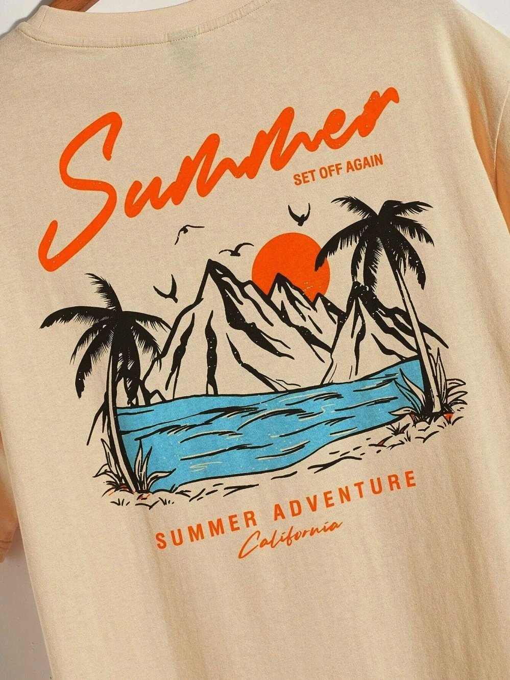 Summer Departure Adventure California Men's T-shirt Cotton Loose by GJG Denim