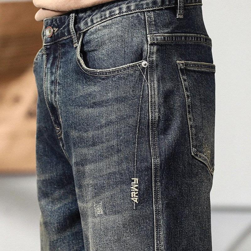 Retro Men's Loose-fit Wide-leg Casual Denim Jeans by GJG Denim