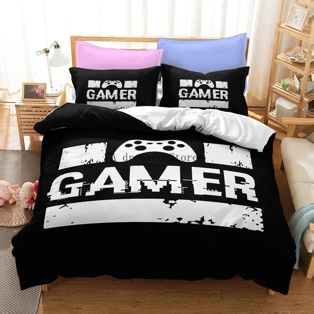 Game Controller Pattern Printed Bedding Duvet Cover Three-Piece Set by GJG Denim
