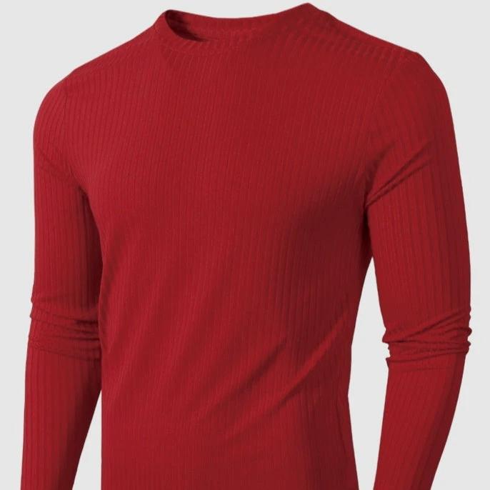 Men's Striped Fabric High Elastic Breathability Long Sleeve Shirt by GJG Denim