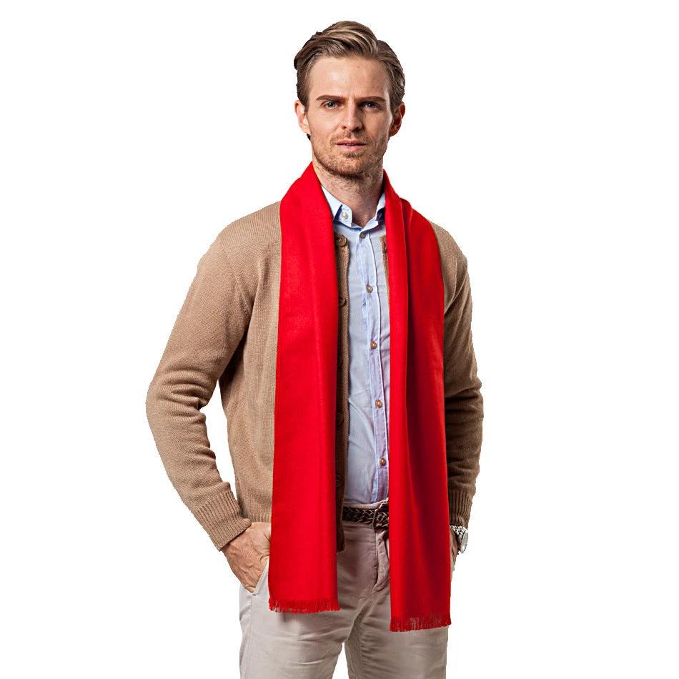 Men's Solid Color Double-sided Velvet Tassel Scarf For Men by GJG Denim