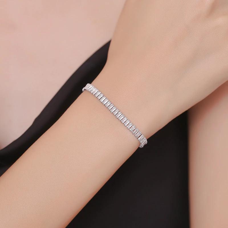 European And American Simple Rectangular Affordable Luxury Style Full Diamond Fashion All-match Bracelet by GJG Denim