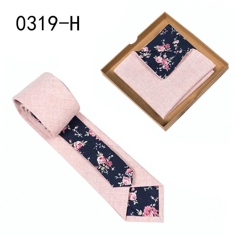 Men's Floral Print Tie and Pocket Square by GJG Denim
