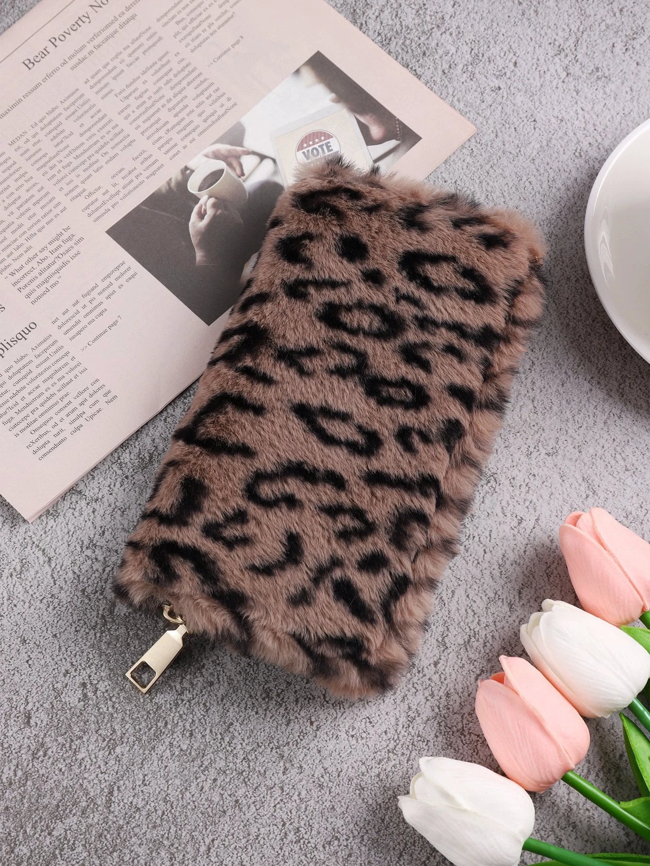 Creative Plush Coin Purse Fashion Leopard Print by GJG Denim