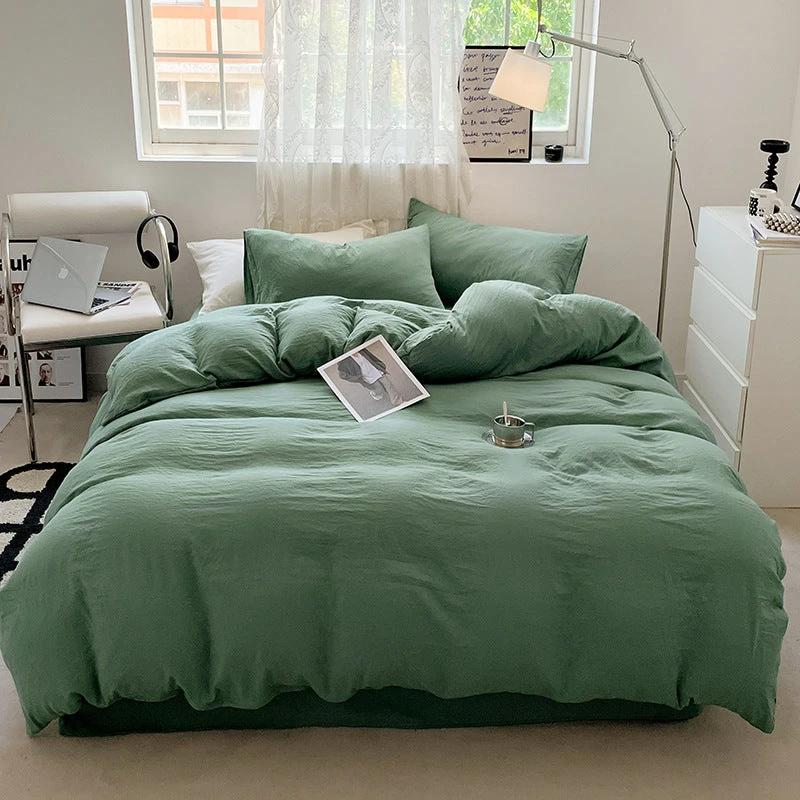 Solid Color Super Soft Washed Cotton Duvet Cover Four-piece Set by GJG Denim