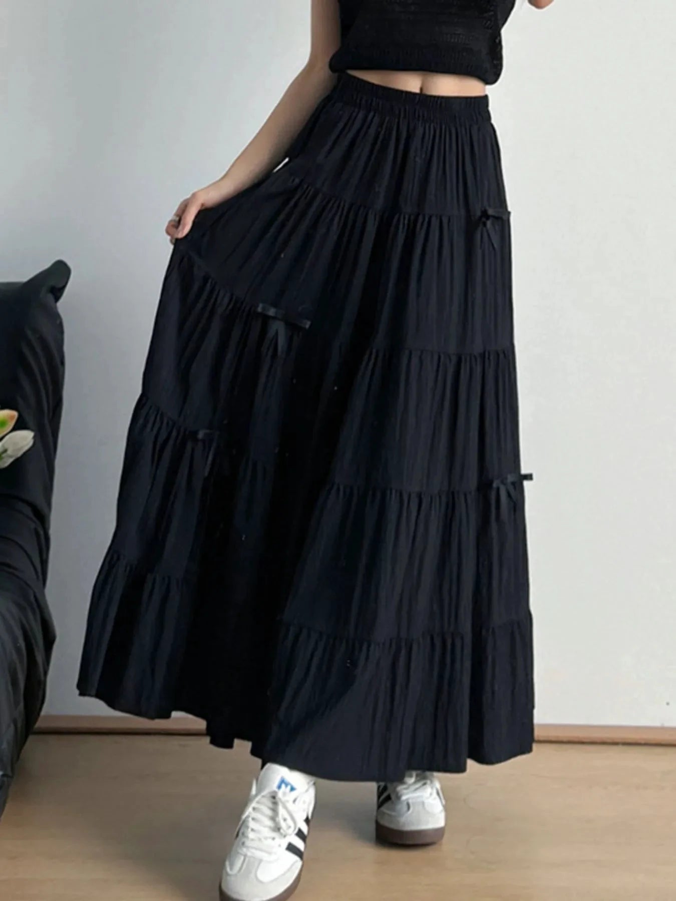 Tiered Elastic Waist Maxi Skirt by Lady Ros