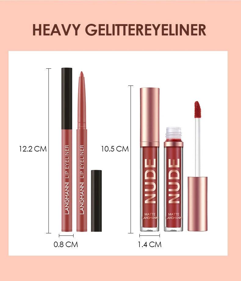 Lip Liner And Lipstick Makeup 12 Pcs Set 6 Matte Lipstick 6 Lip Liner Pens Waterproof Long Lasting Matte Lipstick Beauty Cosmetics Makeup Gift For Girls Lipstick Set by GJG Denim