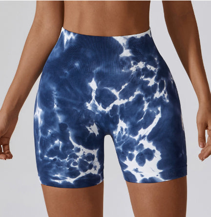 Splash Dyed Seamless Yoga Shorts For Women by GJG Denim