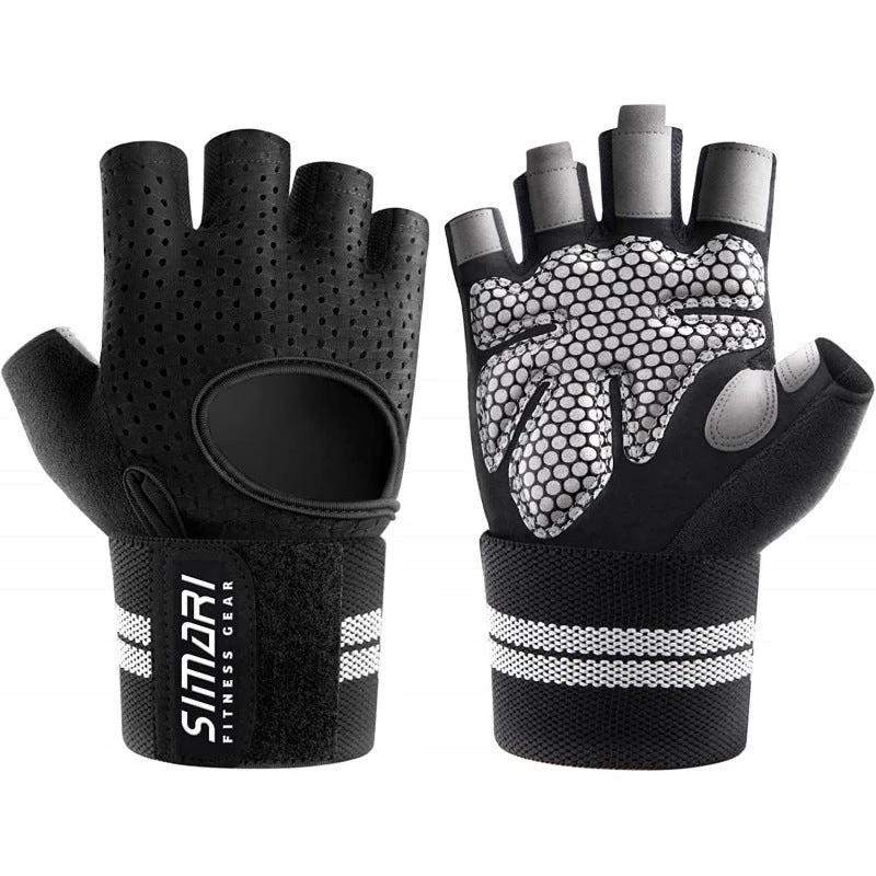 Men's Simplicity All-Match Sports Fitness Short Finger Gloves by GJG Denim