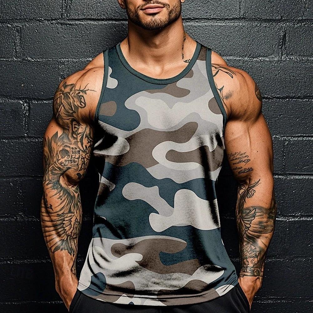 Fashion Camouflage Print Loose Short Sleeve Men by GJG Denim
