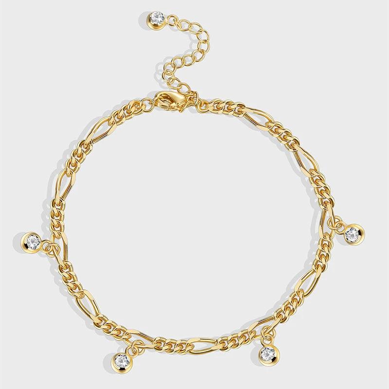 Zircon Anklet For Women Copper-plated Gold by GJG Denim