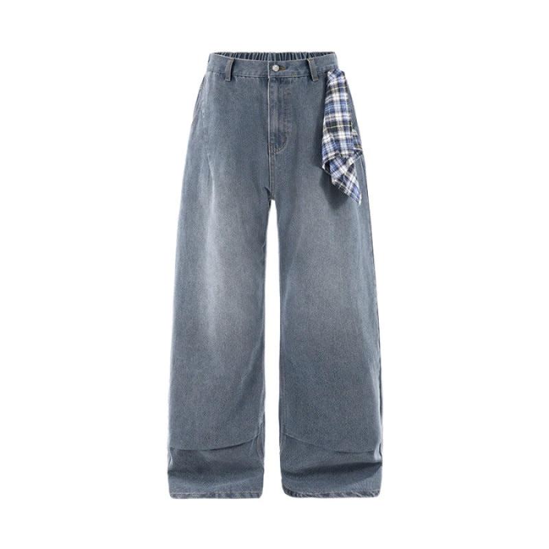 Men's Washed Distressed Loose-fitting Versatile Casual Jeans by GJG Denim