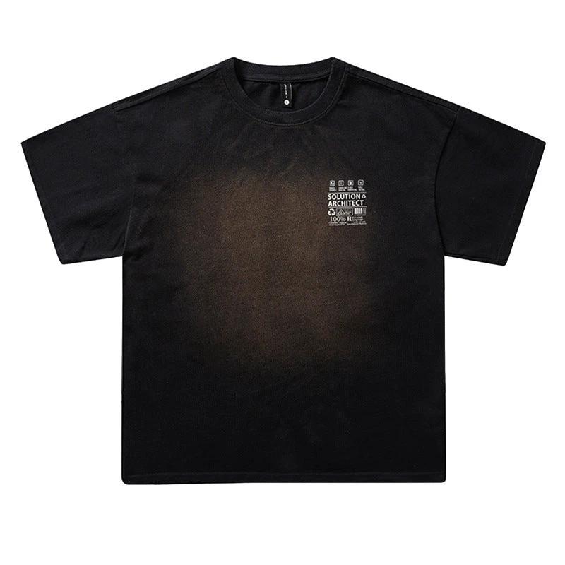 Retro Washed-print Short-sleeve T-shirt For Men by GJG Denim
