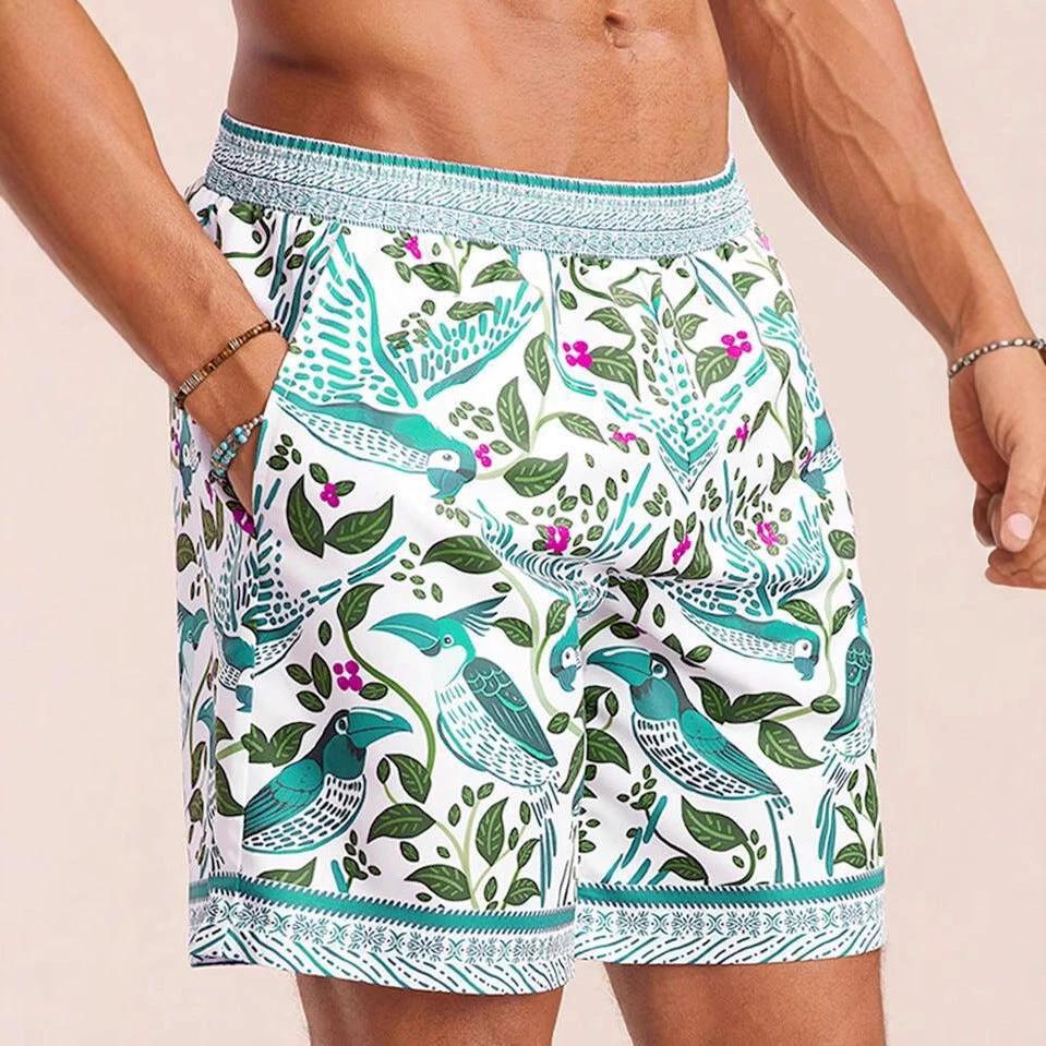 Men's Pocket Decorative Four-sided Stretch 3d Printed Thin Youth Casual Shorts by GJG Denim