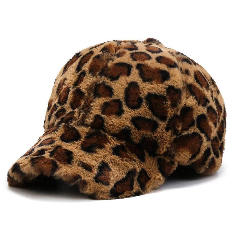 Fashion Leopard Fleece Baseball All-matching Peaked Cap by GJG Denim