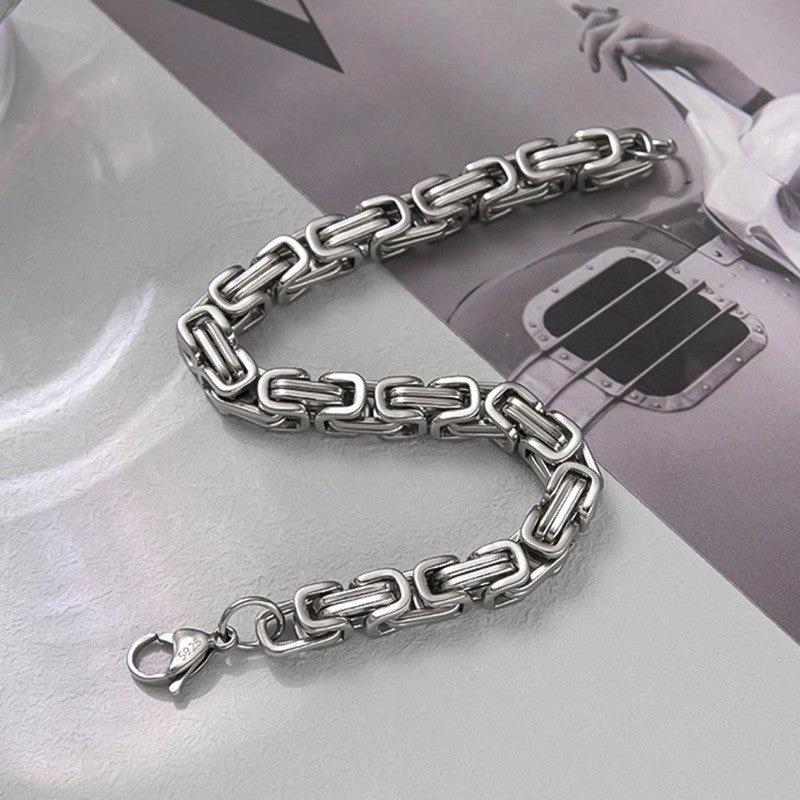 Men's Vintage Stainless Steel Imperial Dragon Bone Chain Bracelet by GJG Denim