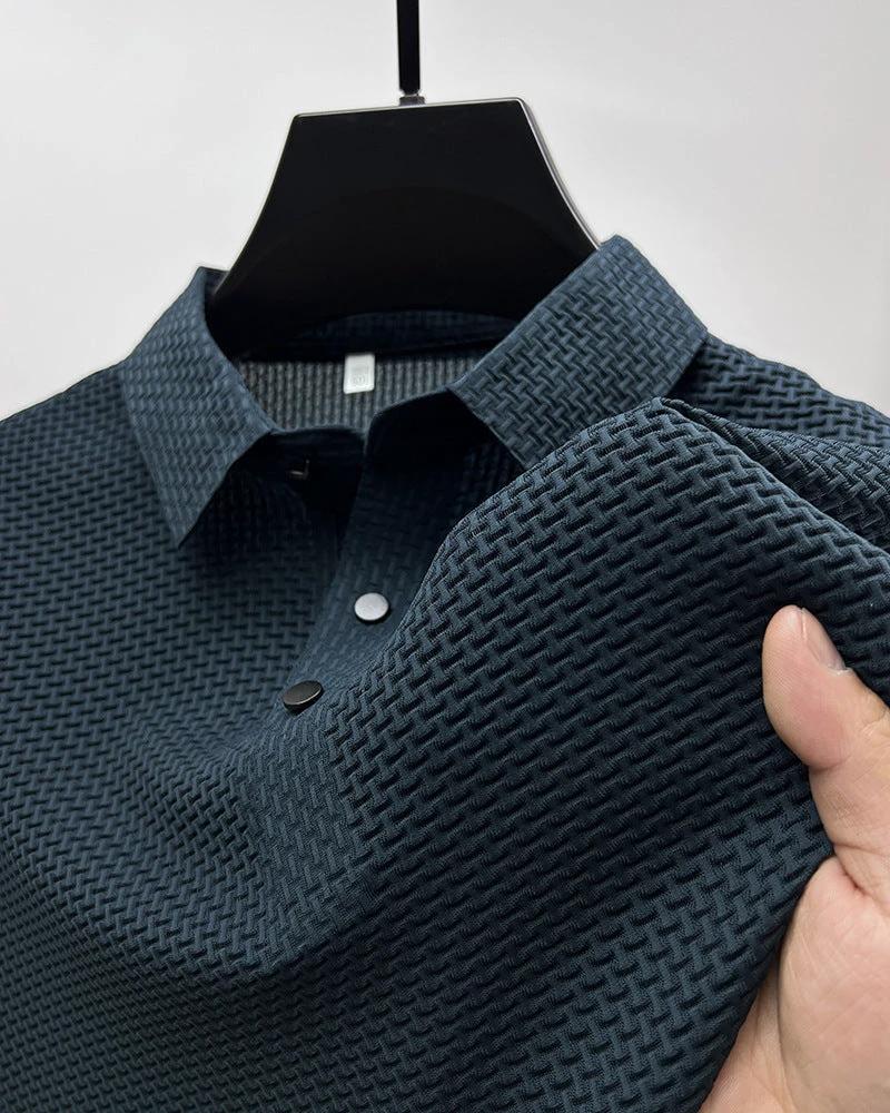 Mesh Ice Silk Short Sleeve Dress Shirt by GJG Denim
