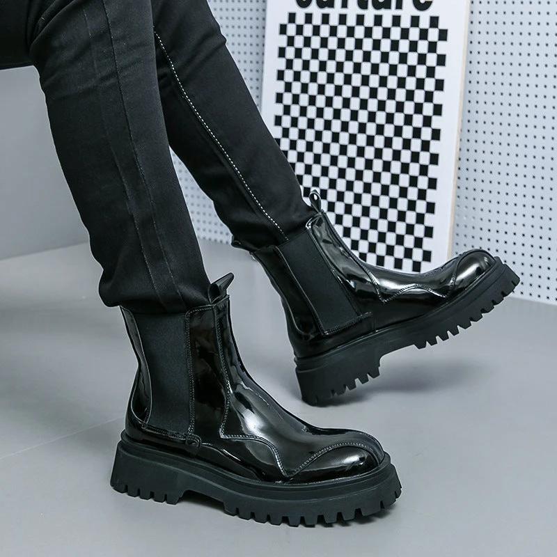 Men's Glossy Ankle Boots by GJG Denim