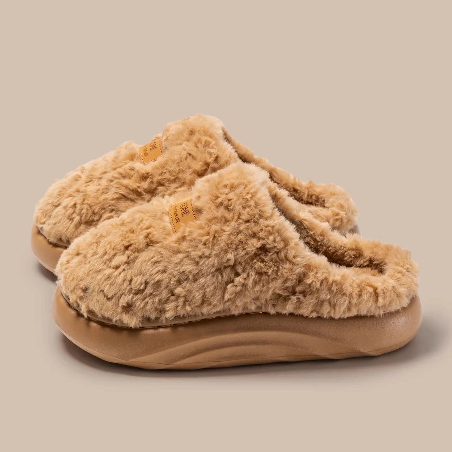Womens Plush Thick Soled Cotton Slippers Warm Non Slip Perfect For Indoor Home Wear by GJG Denim