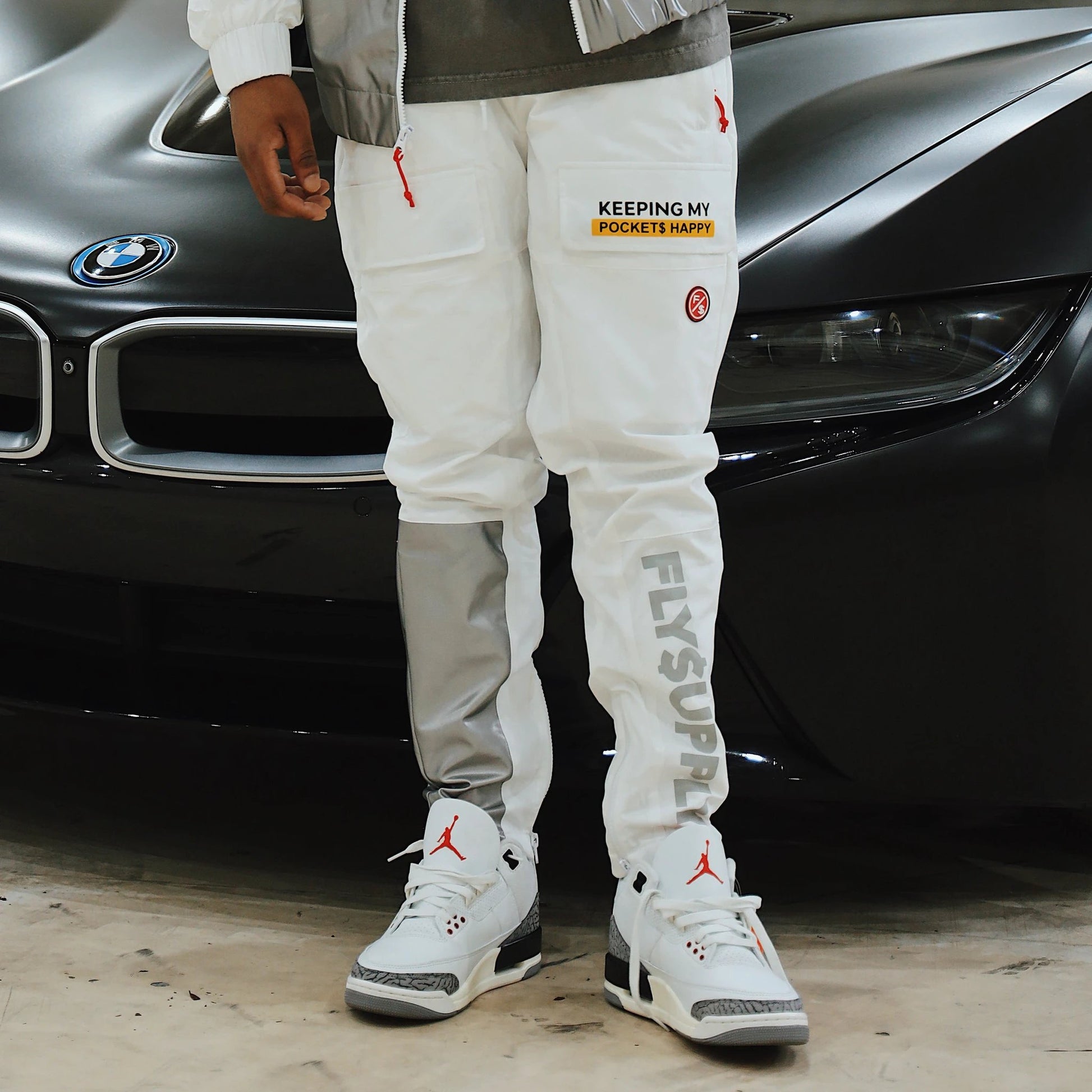 Happy Pockets Jogger (White) by Fly Supply Co