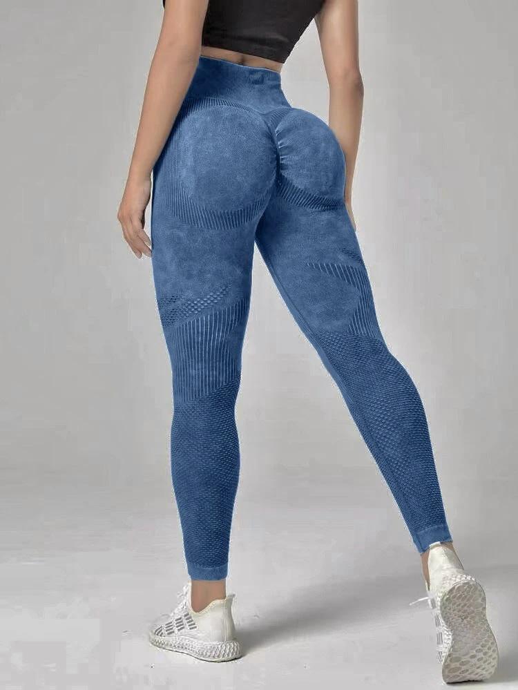 Hollow Design Seamless Leggings High Waist Hip Lifting Running Sports Fitness Yoga Pants Fashion Womens Clothing by GJG Denim